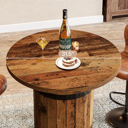 Tribesigns Round Bar Table, 39.4-Inch Bar Height, Bistro Pub Table for Kitchen, Living Room, Small Space, Brown (Only Table) - color: Brown