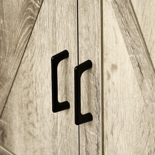 HOMCOM Sideboard, Storage Drawer, Coffee Bar Cabinet, Oak | Kitchen Cabinet, 2 Barn Doors, Modern Farmhouse - color: Oak