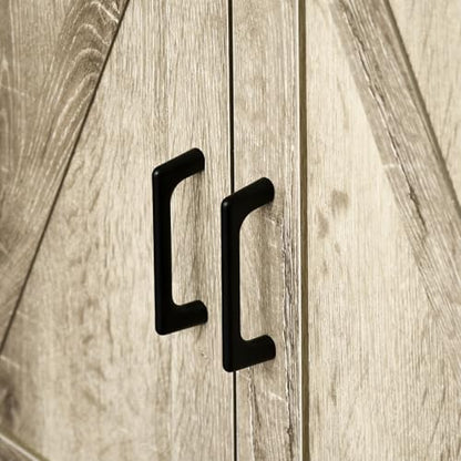 HOMCOM Sideboard, Storage Drawer, Coffee Bar Cabinet, Oak | Kitchen Cabinet, 2 Barn Doors, Modern Farmhouse - color: Oak