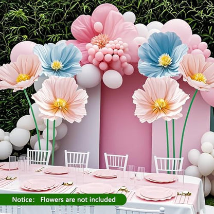 Mverse Giant Flower Stand Base and Stem, Weighted Iron Base, Flexible Pole, 3 Bendable Aluminum Pipes and Pins for DIY Paper Flowers, Wedding Arch, Party Backdrop - size: 1 Set 12.6"