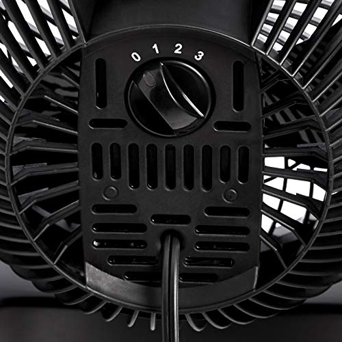 Amazon Basics Air Circulator Desk Fan for Bedroom, Home and Office, 90-Degree Tilt Head, 3 Speed Settings, Cooling, 35 Watts, Black, 11.1"W x 6.3"D x 10.9"H - size: 11.1"W x 6.3"D x 10.9"H