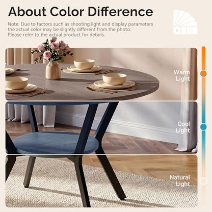Miereirl 42.13" Round Dining Table for 4, Modern Kitchen Table with Open Storage Shelf, Wood Dining Table for Dining Room, Apartment, Small Spaces - color: Grey