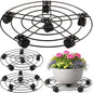 2 Packs 17.5" Extra-large Metal Plant Caddy with 6 Wheels Iron Rolling Plant Stands Heavy-duty Plant Roller Base Pot Movers Indoor Outdoor Wheeled Plant Dolly with Casters Planter Coaster Trolley - size: 17.5"