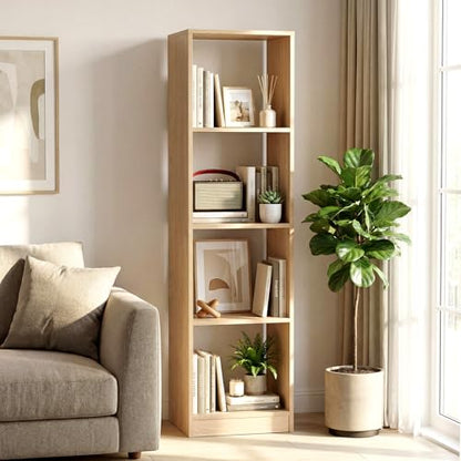Tangkula 4 Cube Bookshelf, Freestanding 5 Tier Open Bookcase, Modern Cube Storage Organizer with Anti-toppling Device, Multipurpose Wooden Display Shelving for Living Room Study Office (1, Natural) - size: Natural
