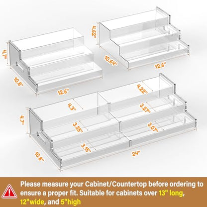 Expandable Can Organizer for Pantry, 3-Tier Adjustable Can Storage Holder | Soda Organizer Holds Up to 24 Cans, Acrylic Canned Food Organizer for Pantry, Cabinet, Countertop, Kitchen