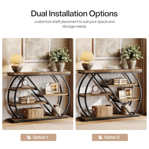 Tribesigns Industrial 41.3" Console Table | Entryway Table with 5-Tier Storage Shelves, Narrow Wooden Sofa Table for Living Room, Entrance, Foyer, Brown&Black