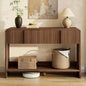 AMERLIFE 45" Fluted Entryway Console Table with 2 Drawers and Open Shelf | Modern Entryway Table with Rounded Edges, Wood Sofa Table for Hallway, Foyer, Behind Couch, Living Room, Brown - color: Brown - Fluted Panel, size: 45"