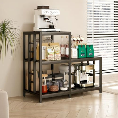 METYERRY 5-Tier Mini Fridge Stand, Bakers Rack with Storage,Multi-Purpose Microwave Stand,Mini Fridge Cabinet,Mini Fridge Shelf for Office,Kitchen,Living Room,Coffee Bar,Black - color: Black