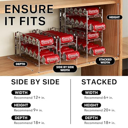 Simple Houseware Soda Can Organizer Stackable Rack Dispenser for Pantry/Refrigerator, Chrome, 4 Pack - color: Chrome