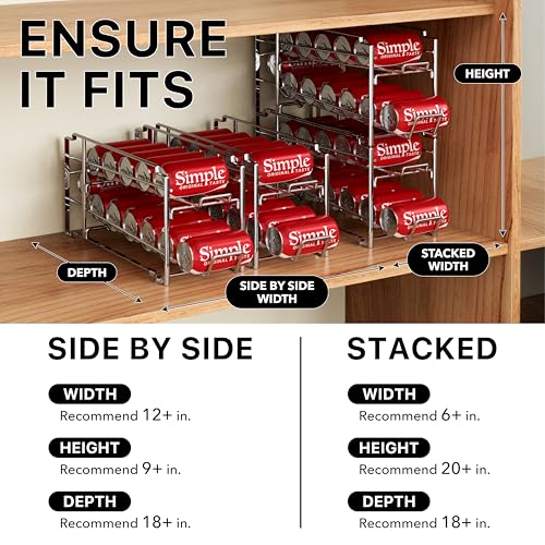 Simple Houseware Stackable Front Loading Beverage Can Dispenser Rack, Chrome - 2 Pack - color: Chrome, size: Standard