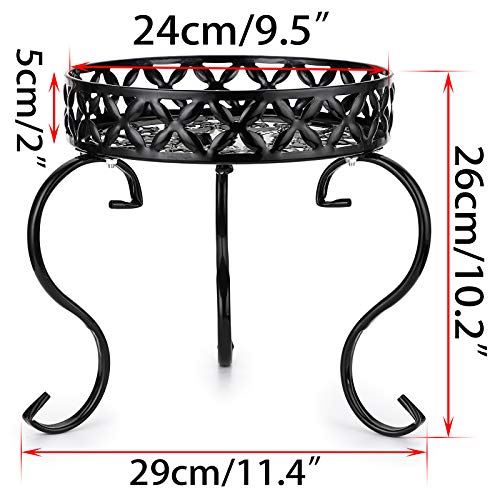 OwnMy Metal Round Plant Stand Indoor Outdoor Iron Flower Pot Holder, Heavy Duty Plant Stand Display Potted Rack for Home, Garden, Patio, Black - color: Black