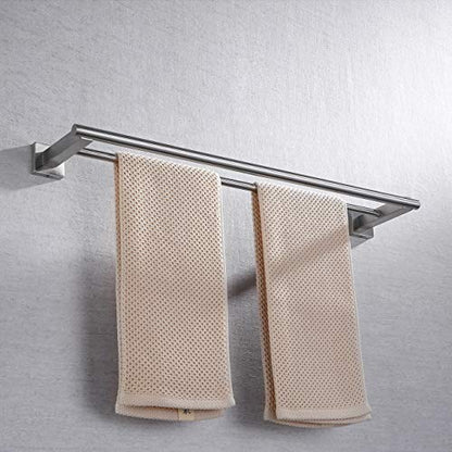 Miyili 24-Inch Bathroom Double Towel Bar Brushed Stainless Steel Bath Towel Rack Holder Wall Mount, A02N60B - color: Brushed Steel, size: 24-Inch
