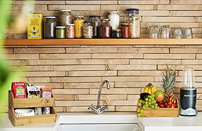 Bamboo Open-Front Stacking Storage Bin -Configurable as 2-Tier Fruit Basket