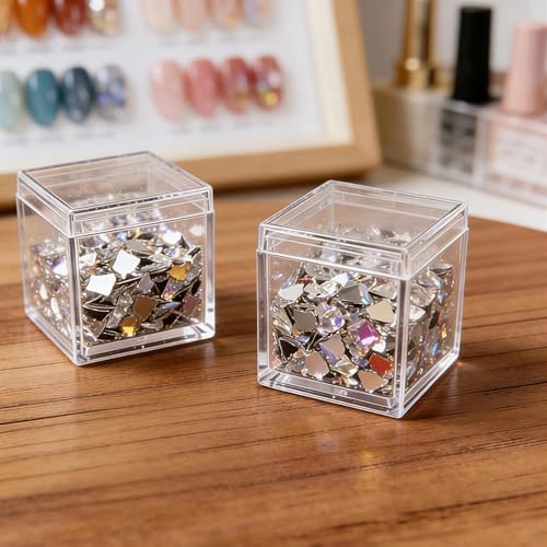 KissYou Small Acrylic Box with Lid Clear Candy Boxes Acrylic Square Cube 4 Pieces Display Case Transparent Jewelry Storage Box Party Decorative Boxes - size: 1.3 x 1.3 x 1.3 Inch