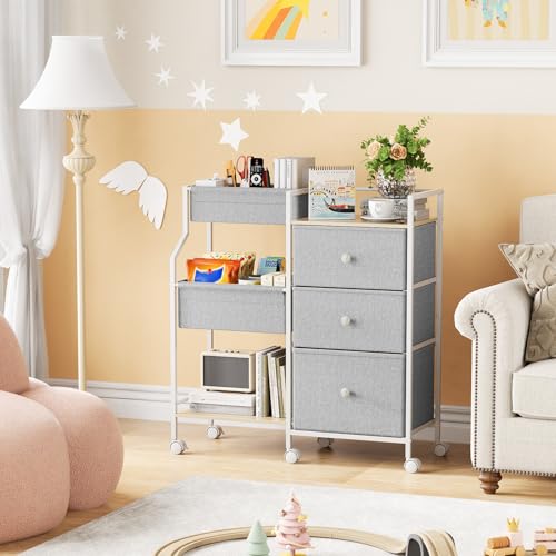 Modanais Baby Diaper Caddy Organizer Rolling Cart with Drawers, Light Gray | Detachable Dividers, 3 Tier Rolling Cart, Mobile Utility Cart with Wheels for Nursery, Bedroom, Changing Table & Crib - color: Light Gray