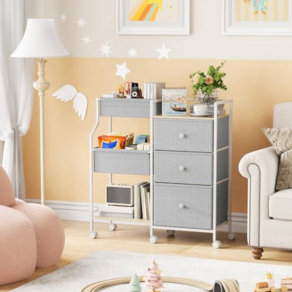 Modanais Baby Diaper Caddy Organizer Rolling Cart with Drawers, Light Gray | Detachable Dividers, 3 Tier Rolling Cart, Mobile Utility Cart with Wheels for Nursery, Bedroom, Changing Table & Crib - color: Light Gray