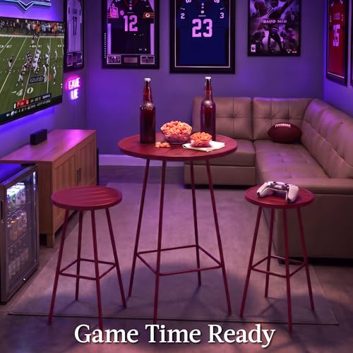 Best Choice Products 3-Piece Patio Dining Set, Bar Height, Outdoor Bistro Set, Outdoor Round Bar Table w/ 2 Bar Stools, Steel - Red - color: Red