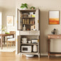 Pantry Cabinet, 71" Tall Pantry Cabinet,Modern Kitchen Cabinet with Doors, Drawers & Adjustable Shelves, Freestanding Food Pantry Cupboard with Side Rack for Kitchen Dining Room,Oak - color: Oak