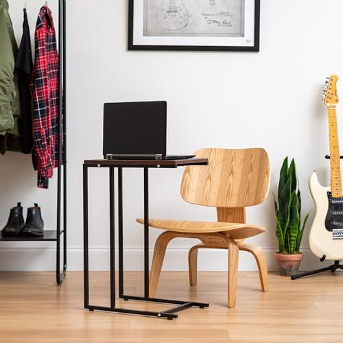 IRIS USA Wide C-Shape Side Table, Wood and Metal Frame End Table - style: Modern