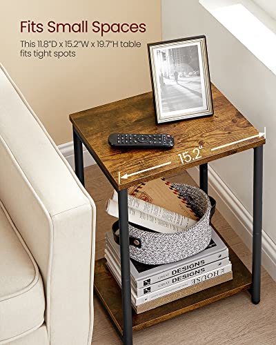 VASAGLE Side Tables Set of 2, Small End Table, Nightstand for Living Room, Bedroom, Office, Bathroom, Rustic Brown and Black ULET272B01 - color: Rustic Brown + Black