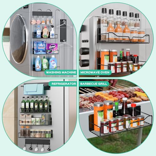 5Pcs Heavy-Duty Magnetic Shelves for Fridge, Washing Machines, Dryers, Metal Doors, and Any Metal Surface