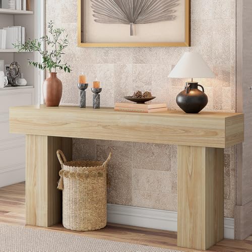 knoworld 63 Inch Long Console Table for Entryway, Farmhouse Wood Rectangular Sofa Table Behind Couch Table, Narrow Entryway Table for Living Room, Entrance, Hallway, Foyer, Easy Assembly (Natural) - color: Natural