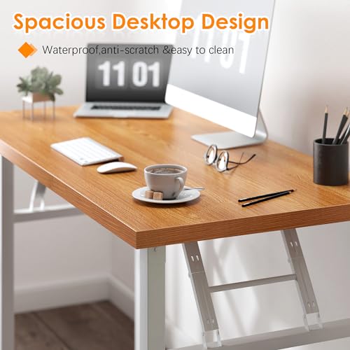 Need 47 inches Computer Desk Office Desk Folding Table with BIFMA Certification Computer Table Workstation,Teak White AC5BW-120 - color: Teak & White, size: 47 inches