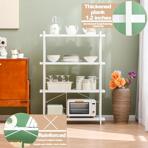 HCHQHS Bookshelf, 4-Tier Industrial Bookcase, White Open Book Shelf, Freestanding Tall Bookshelves with Metal Frame - color: Cloud White, size: 4-Tier (35.8"W x 51.2"H)