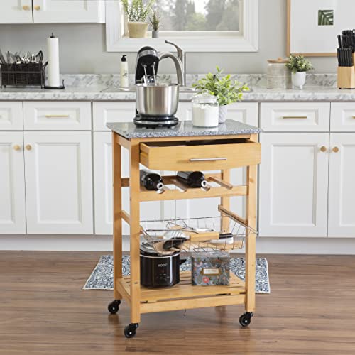 Linon Kitchen Island Granite Top, 33.88" x 22.8" x 15.63", Natural - color: Daa, style: Whitney
