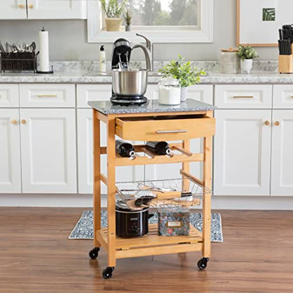 Linon Kitchen Island Granite Top, 33.88" x 22.8" x 15.63", Natural - color: Daa, style: Whitney