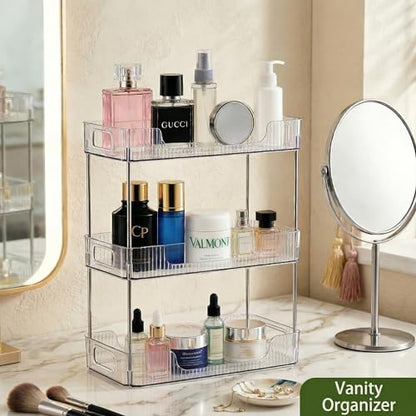 2 Tier Bathroom Counter Organizer, Bathroom Counter Shelf, Vanity Organizer Countertop, Skin Care Organizer, Makeup Perfume Organizer for Bathroom Tray, Cosmetic, Dresser, Kitchen - size: 2 pack