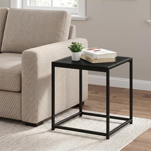 Modern End Table with Metal Frame, Easy Assembly Night Stand, Square Open Frame Bedside Table, Side Table, for Bedroom, Living Room, Americano - color: Americano, size: 1 Tier, Set of 1