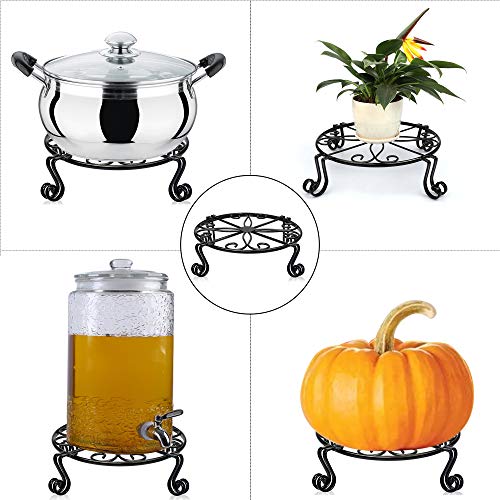 2 Pack 12"x3.1" Black Plant Stand for Flower Pot Heavy Duty Potted Holder Indoor Outdoor Metal Rustproof Iron Garden Container Round Supports Rack for Planter Bronze,Pumpkin Stand Outdoor