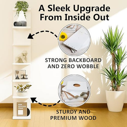 home stuff Lack Wall Shelf Unit with Extra Strong Backboard, Versatile 7 Tier Shelf Unit, White Lack Wall Shelf, Display Floating Shelf with LED Remote Control Light (White) - color: White