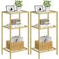 Gold Side Tables Set of 2, Tempered Glass End Table, Gold Nightstand | 3-Tier Small Nightstands with Storage Shelves,Tall Table Stand for Home Decor, Living Room, Bedroom, Office, Gold（2 pack） - size: 2 Pack