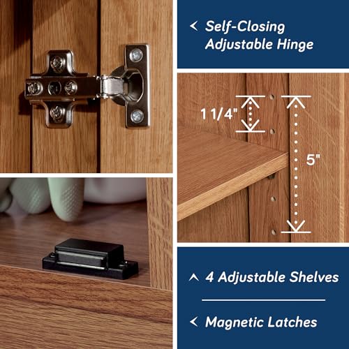 Sauder Select Storage Cabinet, Pantry Cabinet Kitchen Storage with Adjustable Shelves, Bathroom Storage Cabinet, in Highland Oak - color: Highland Oak