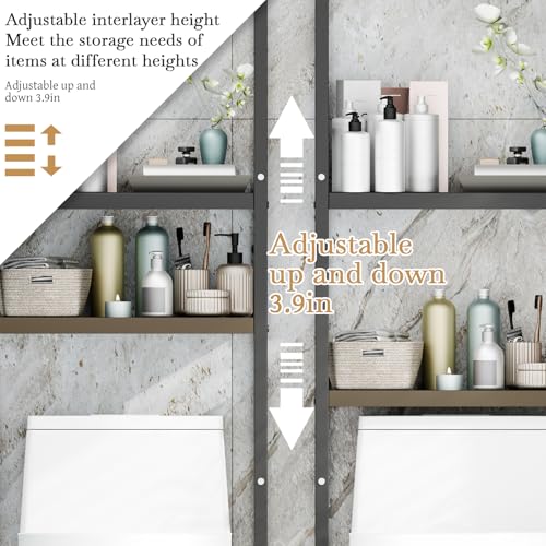 1 Set Over The Toilet Storage, 3-Tier Bathroom Laundry Storage Rack Space-Saving Organizer Household Supplies (Black-S) - color: Black-s