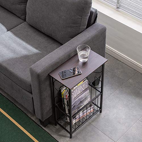 Vasitelan End Table,Industrial Retro Small Side Table for Small Spaces Living Room Bedroom Kitchen and Office (Brown) - color: Brown