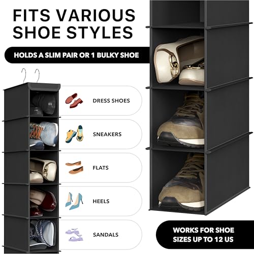Simple Houseware 10 Shelves Closet Hanging Shoe Organizer, Black - color: Black, size: 1-Pack
