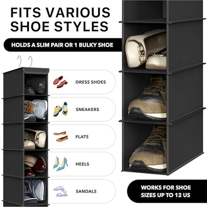 Simple Houseware 10 Shelves Closet Hanging Shoe Organizer, Black - color: Black, size: 1-Pack