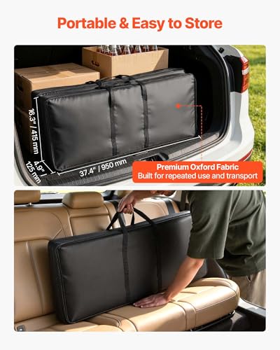 VEVOR Folding Portable Bar Table, 2 pcs, 38.6 x 15.2 x 34.3 in, with Carry Bag, Storage Shelf, Detachable Skirt, Quick and Easy Setup, Foldable Mobile Bartending Station for Events, Party, Tradeshow - size: 38.6 x 15.2 x 34.3 inches