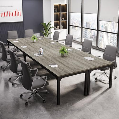 Tribesigns 6.5 FT Conference Room Table, 78.74" W x 27.56" D Large Office Conference Table, Modern Seminar Meeting Table Desk for Boardroom, Meeting Room (1, Gray and Black) - color: Gray and Black