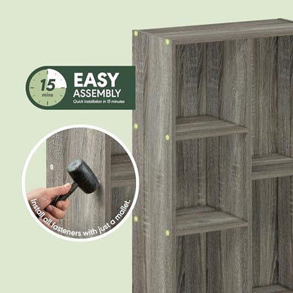 Furinno Luder 5-Cube No Tool Assembly Open Shelf, French Oak - color: French Oak, size: 5-Cube No Tool