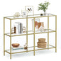 VASAGLE 39.4 Inch Console Table with 3 Shelves, Sofa Tables, Modern Entryway Table, Metal Frame, Tempered Glass Shelf, Entryway Living Room Bedroom, Metallic Gold and Transparent ULGT27G - color: Metallic Gold + Transparent, size: 39.4"W