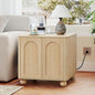 Samll Square Side Table with Charging Station, Mid Century Modern Nightstand with Storage for Bedroom Bed, Small Accent Table with Doors for Living Room Couch Sofa Chair, Office Desk - Natural - size: Natural-door