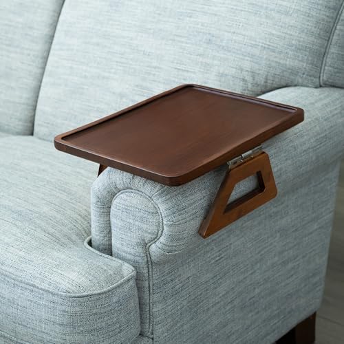 Shamrock Home Bamboo Trayble Couch Arm Table, Clip On Tray Sofa Table for Couches. Sofa Arm Tray for TV Dinners, Remotes, Drinks, Snacks and Small Spaces - 15.75 x 11inch, Brown - color: Brown, size: Large 15.75 x 11", style: Bamboo Rectangular