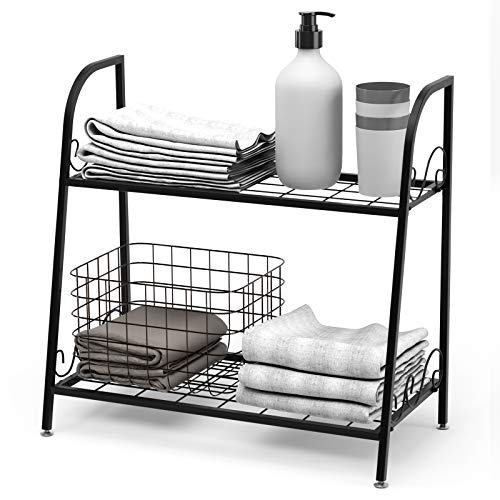 Giantex 2 Tier Metal Plant Stand, Indoor Outdoor Plant Shelf, Flower Rack Display Shelf, Flower Pots Holder with Adjustable Feet for Garden, Balcony, Living Room (2-tier (25'' x 12'' x 24.5''))