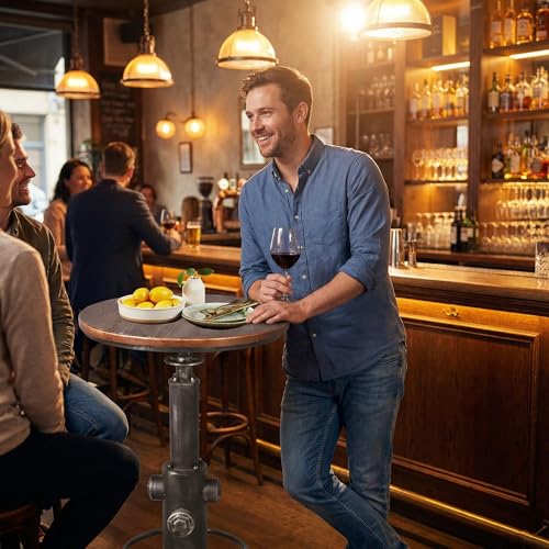 Topower Industrial Bar Table 38.58-48.43" Adjustable Pub Table Kitchen Dining Coffee Bistro Table Silver - color: Silver