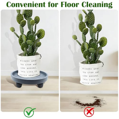 K KASONIC 12 Inch Plant Caddy with Wheels, 220LBS Capacity Rolling Plant Stand Dolly, 2 Pack Round Planter Saucer Mover Base Tray for Indoor Outdoor Potted Plants, Includes 5M Tearable Plant Ties