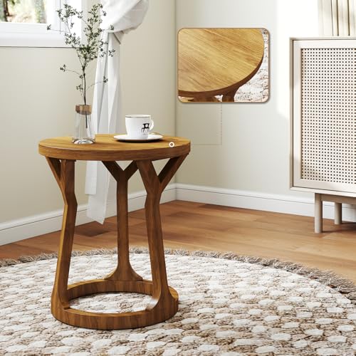 Kinfant Accent Side Table - Vintage Wood End Table Sofa Table with Bottom Shelf for Living Room, Bedroom, Office (1-Pack-Brown) - style: 1-pack-Brown